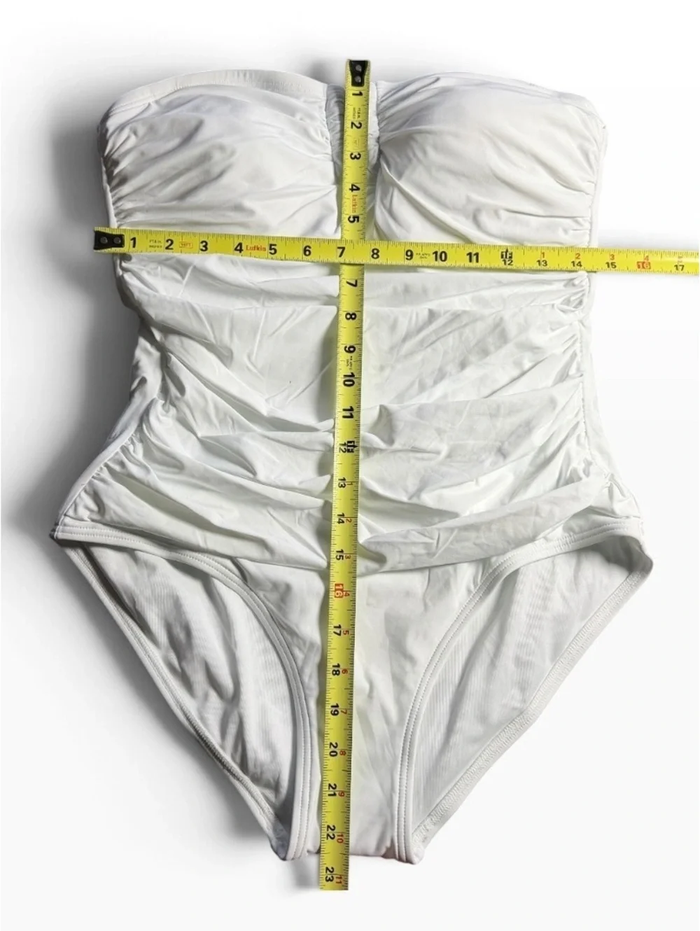 DKNY white strapless UPF 40+ stretch tummy control one piece swimsuit Size L $79